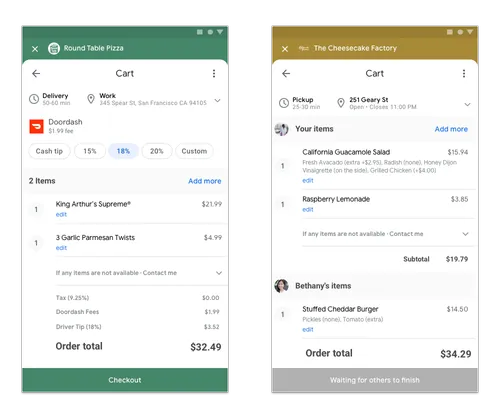 Integrated delivery + group ordering