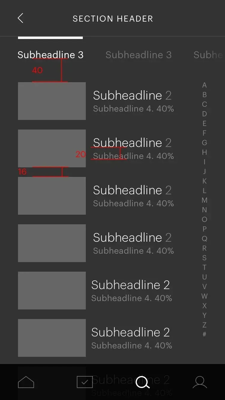 Mobile app screen